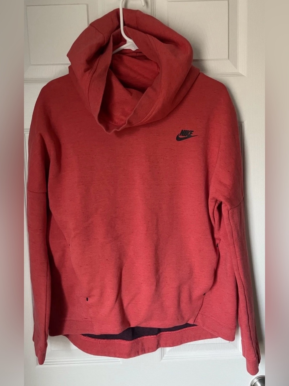 Nike Tech Ember Glow Red Hooded Sweatshirt with Logo